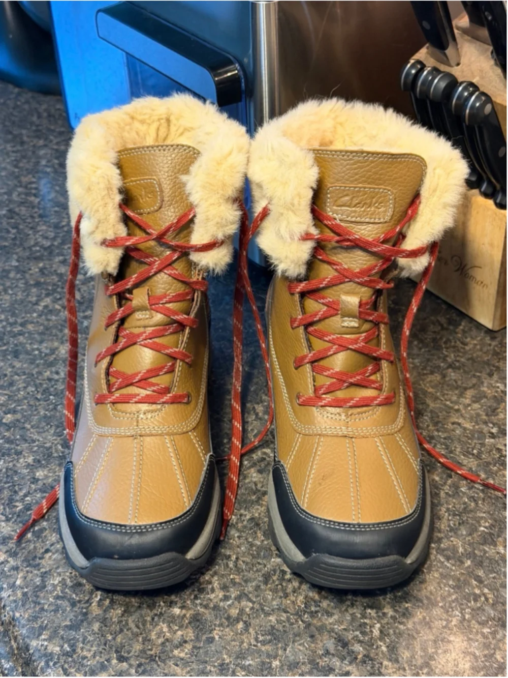 Clarks Mazlyn Arctic Duck Boots US Womens Brown Leather Faux Fur